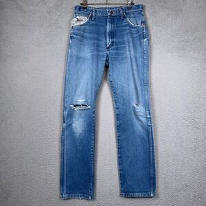 Wrangler Jeans Mens 31x31* Blue Cowboy Cut Western Rodeo Ranch 13MWZ Distressed